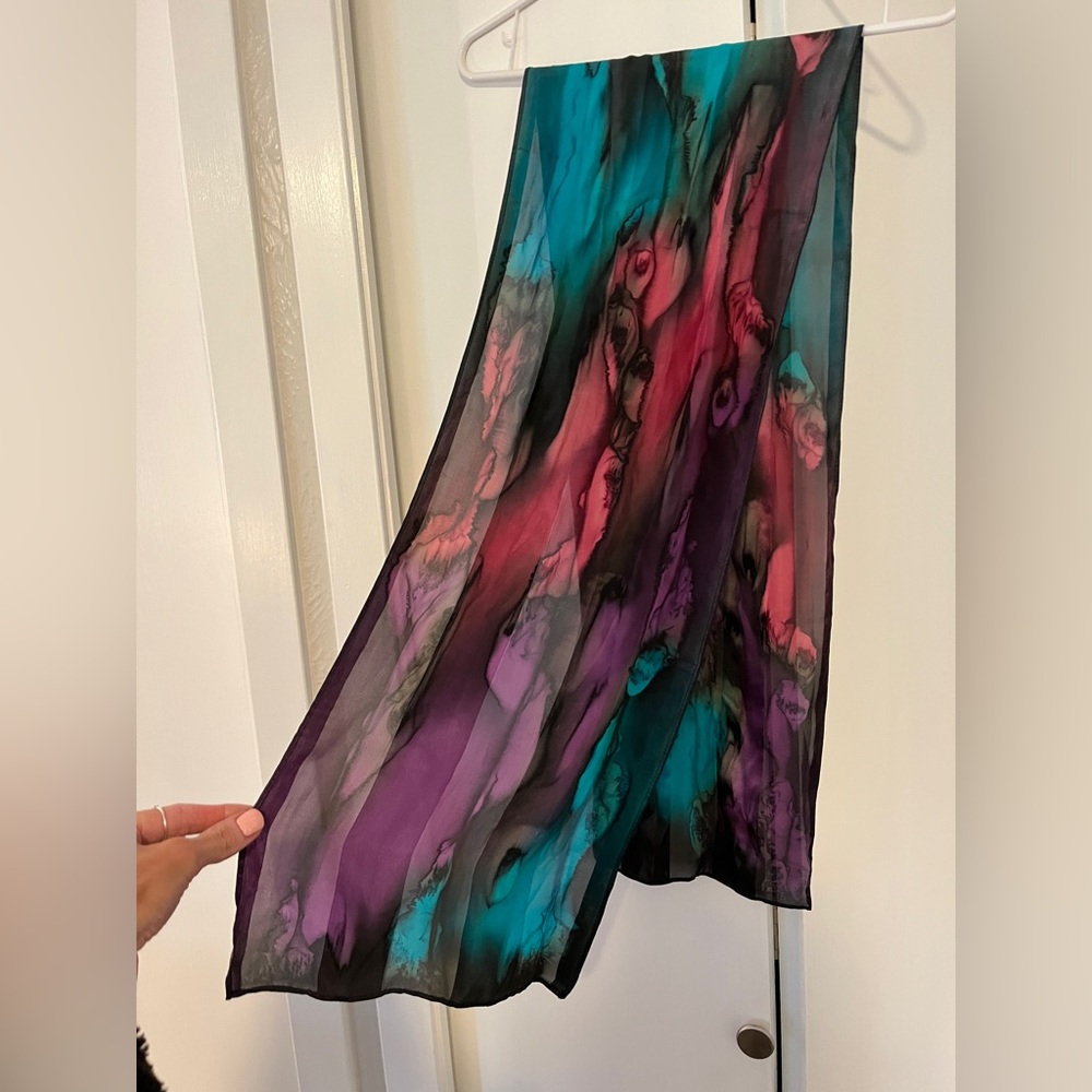 Gorgeous Hand Painted Silk Scarf